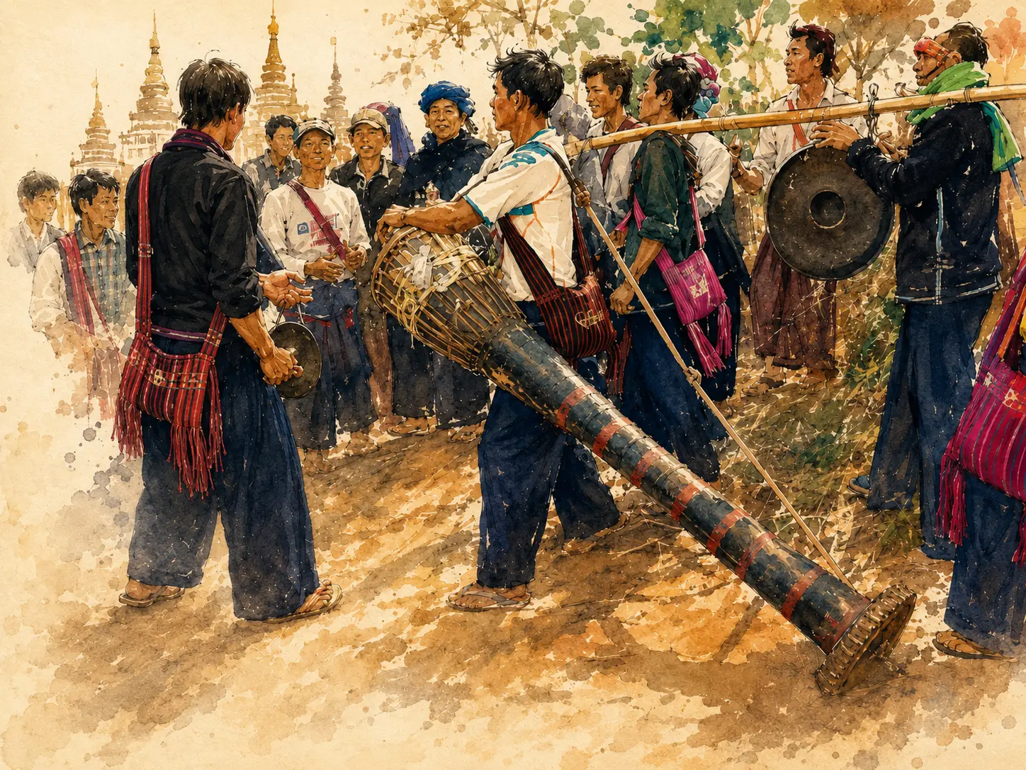 A Pa-O community celebration featuring the traditional O’ Ze drum